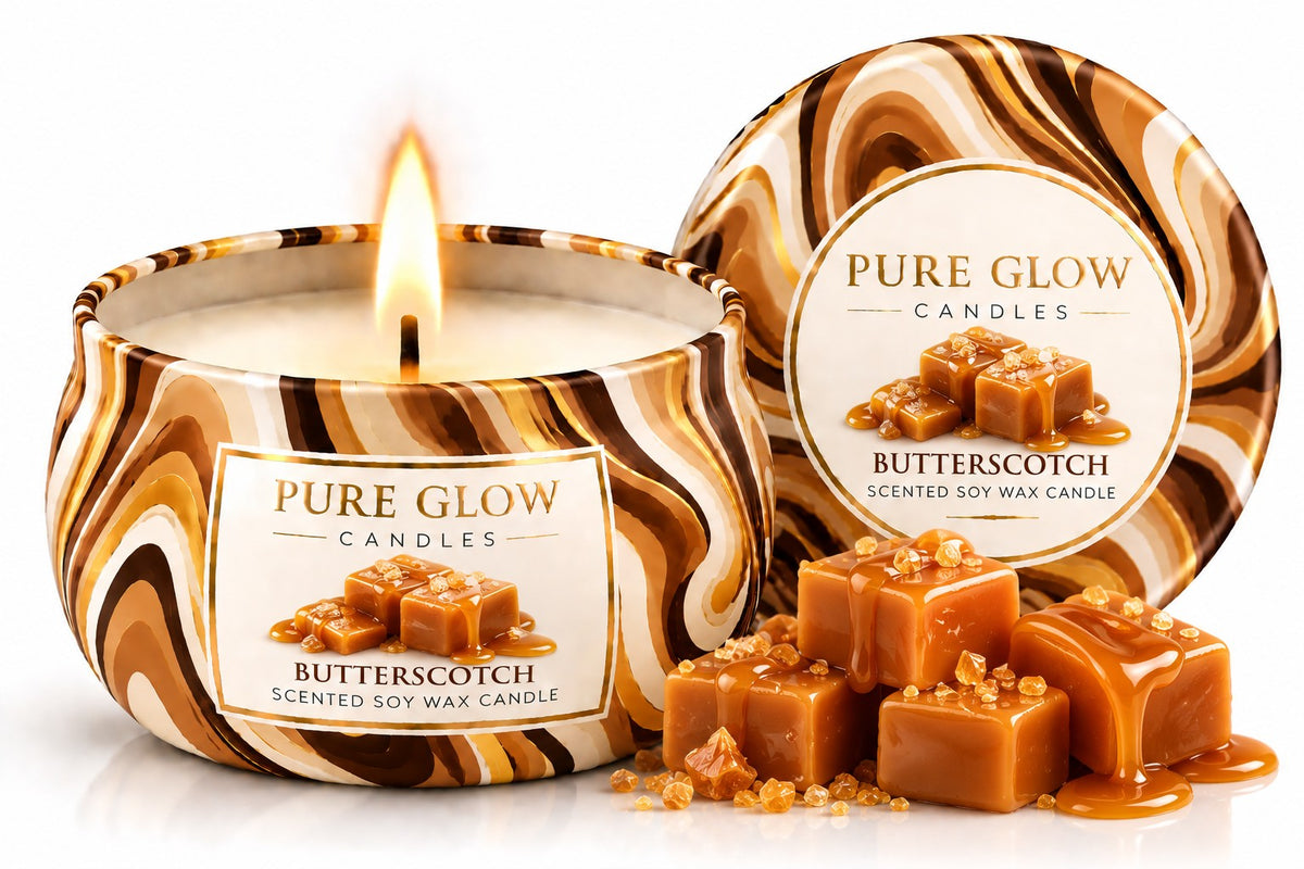 Pure Glow Butterscotch travel tin candle