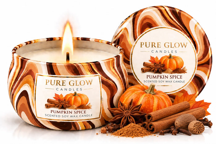 Pure Glow Pumpkin Spice travel tin candle