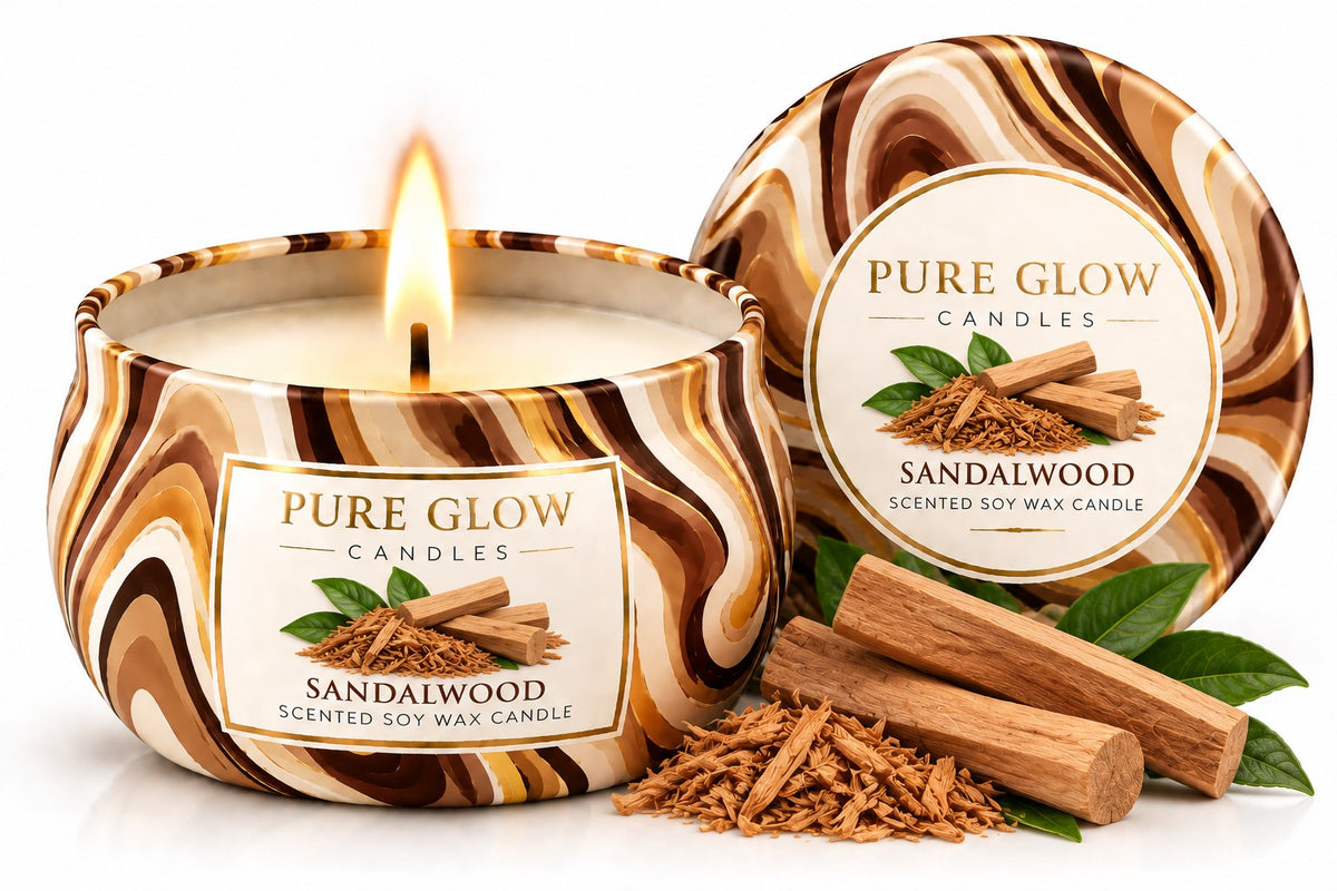 Pure Glow Sandalwood travel tin candle